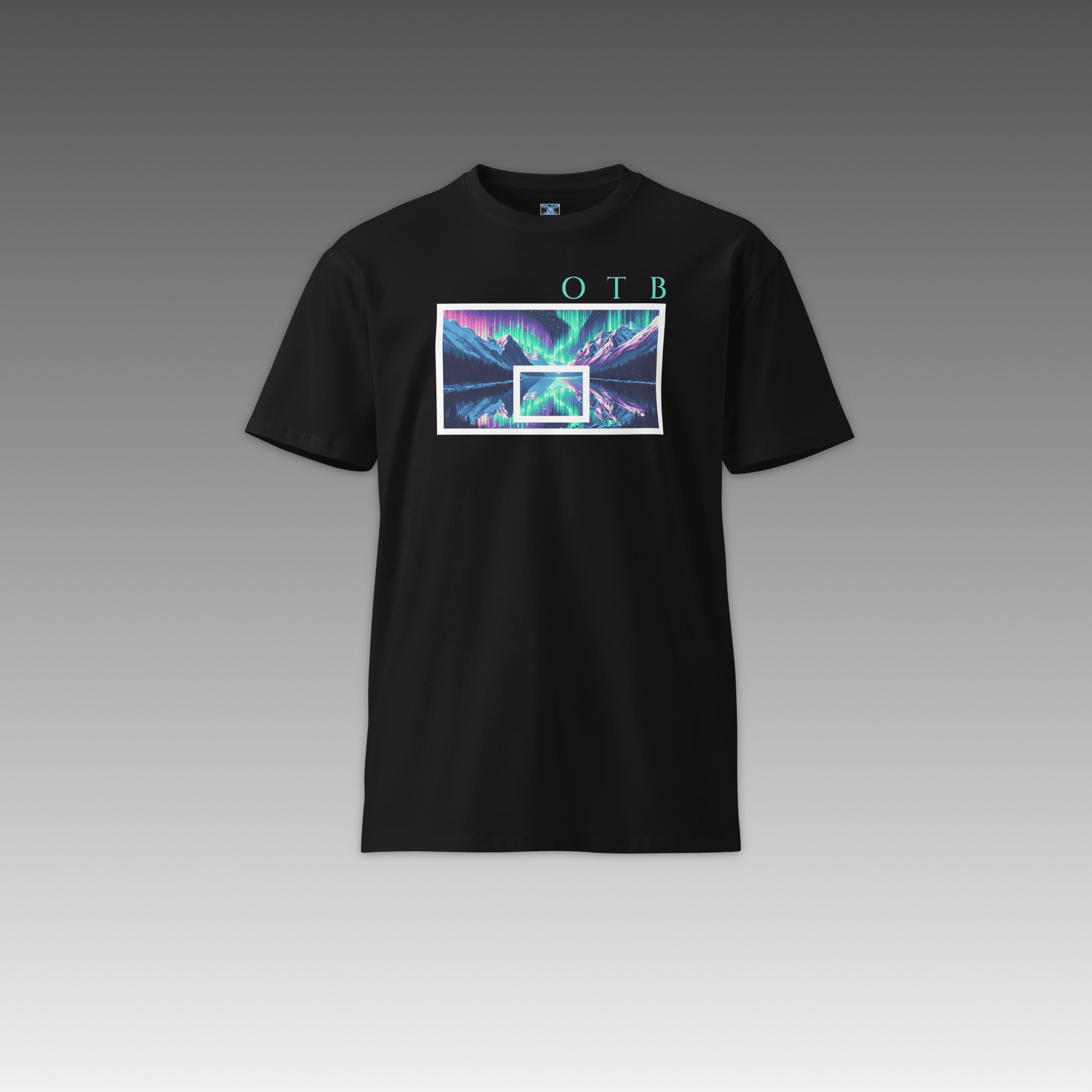 OTB Premium Tee in Northern Lights design - showcasing t-shirt with vibrant aurora borealis graphics and northern lights-inspired artwork, made from high-quality premium cotton fabric for comfort and style