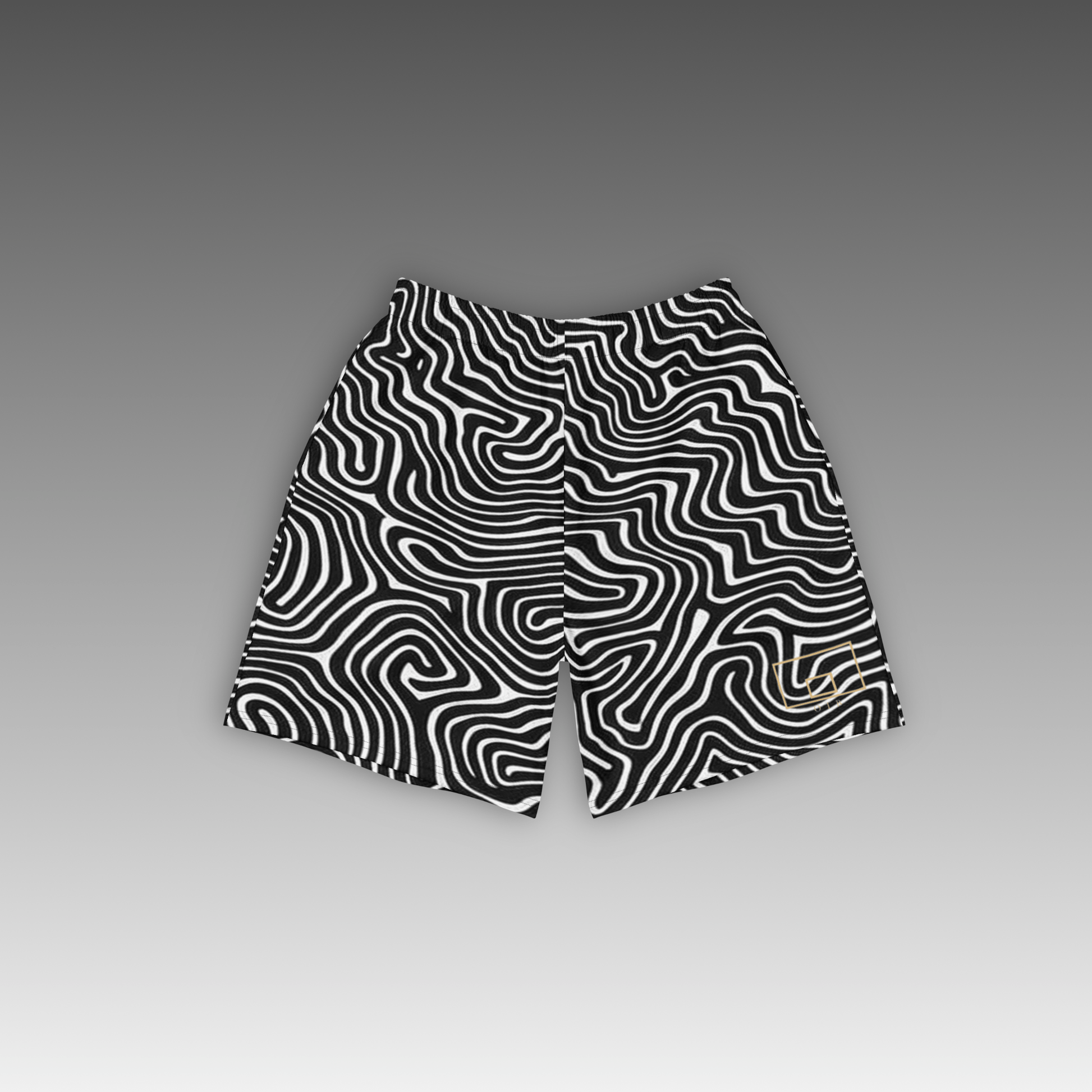 OTB Pufferfish Camo Basketball Shorts - front view showcasing shorts with unique pufferfish camouflage pattern, featuring lightweight performance fabric and comfortable athletic fit for basketball players