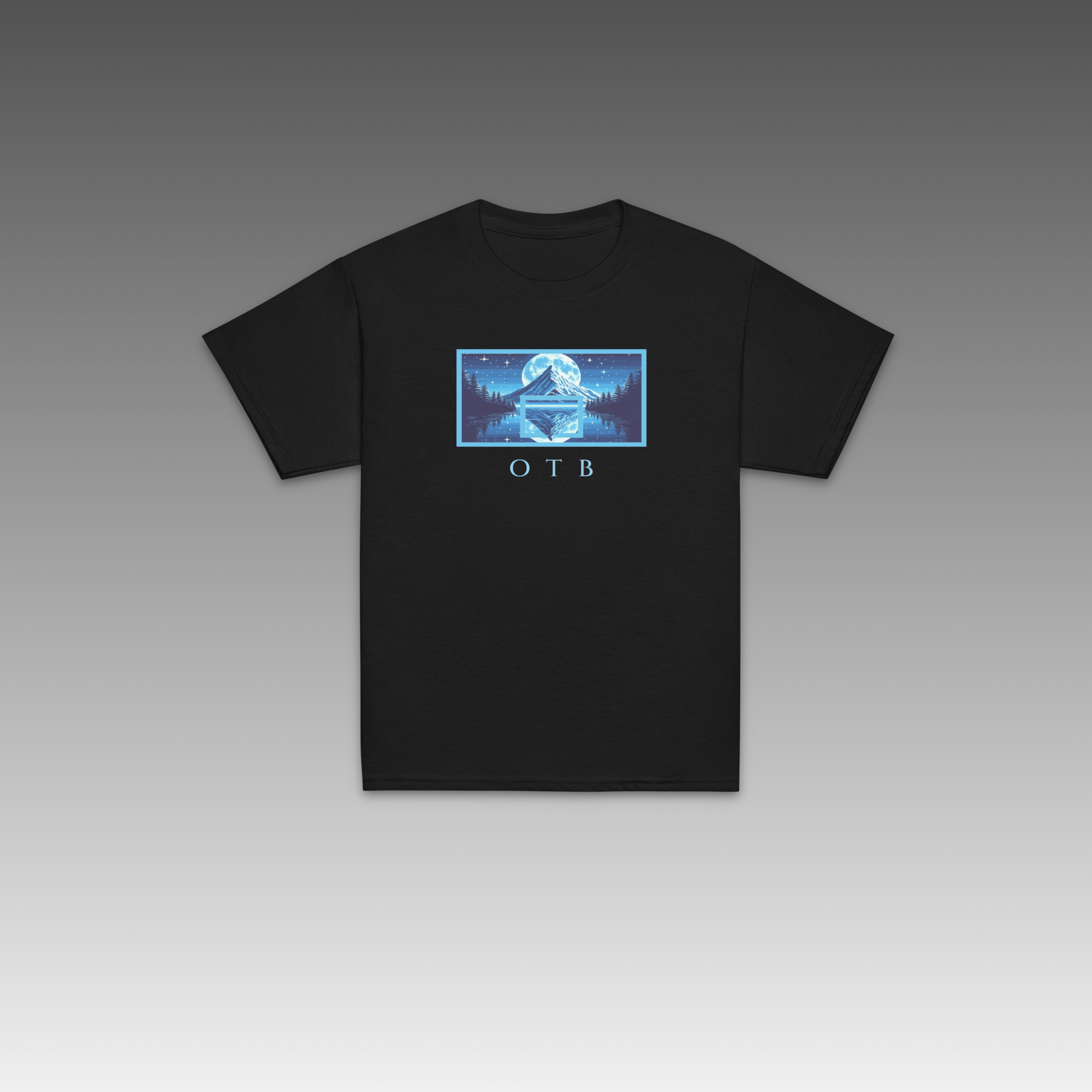OTB Youth Tee in Blue Moon design - showcasing youth t-shirt with mystical blue moon graphics and celestial artwork, made with soft, comfortable fabric perfect for kids who love space themes and basketball