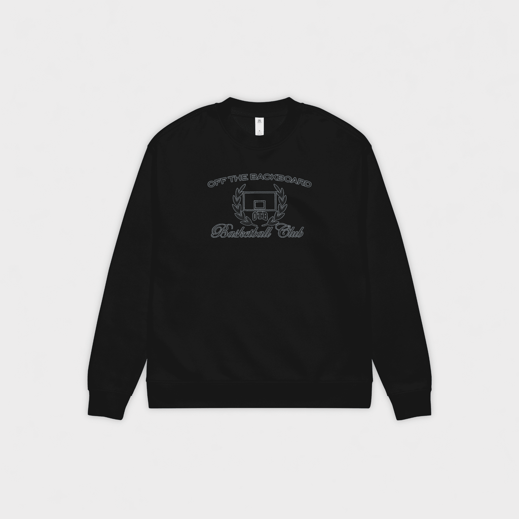 Black sweatshirt with OTB logo on a light gray background