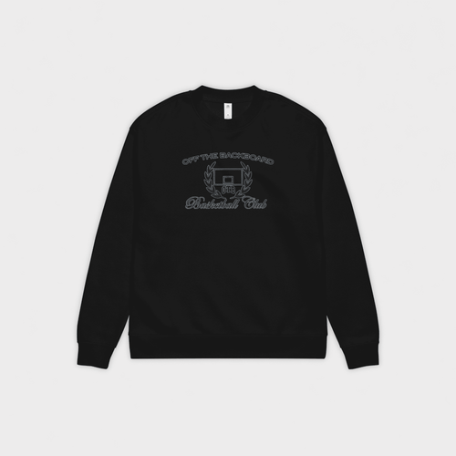 Black sweatshirt with OTB logo on a light gray background