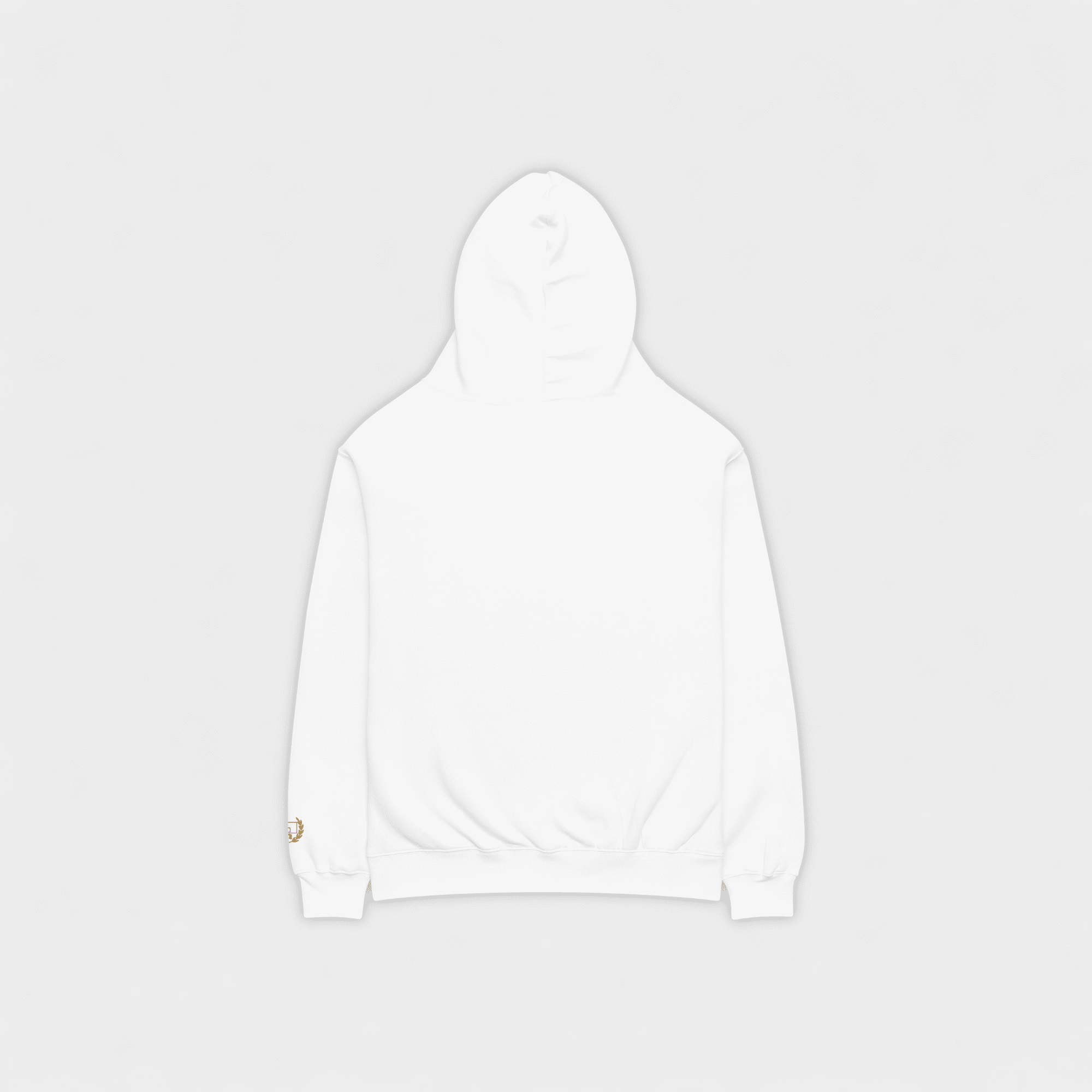 White hoodie on a light gray background