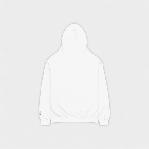 White hoodie on a light gray background