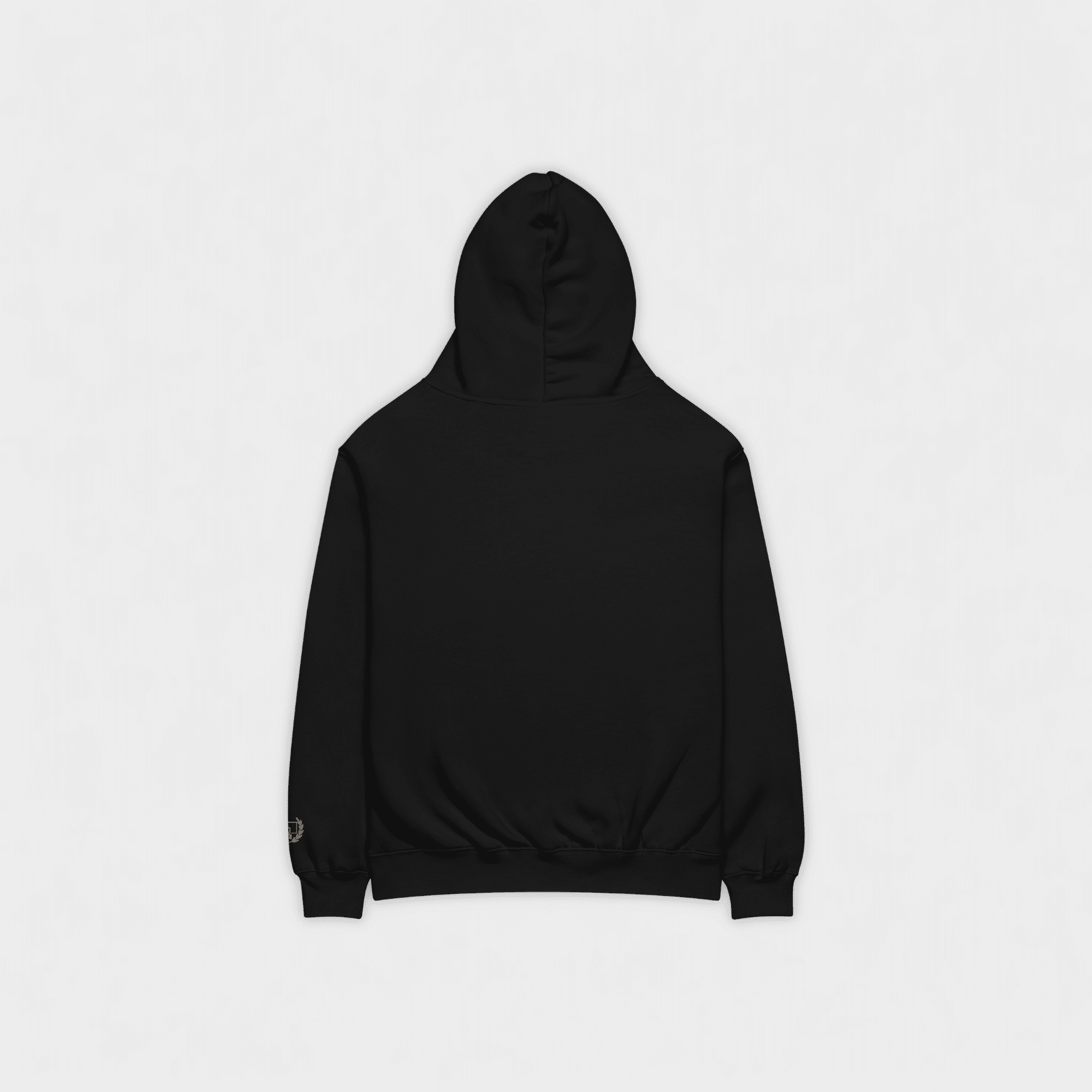 Black hoodie on a light gray background