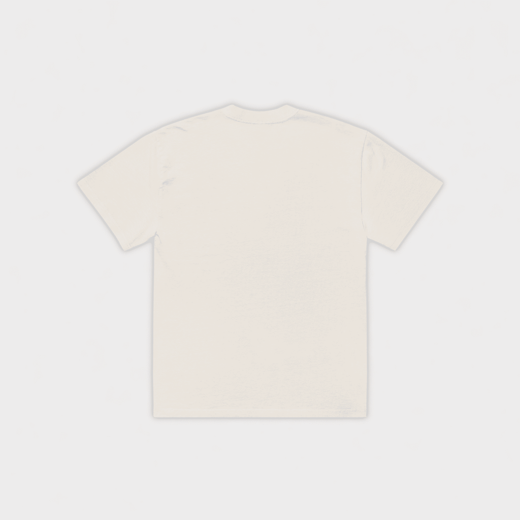 White t-shirt on a light gray background