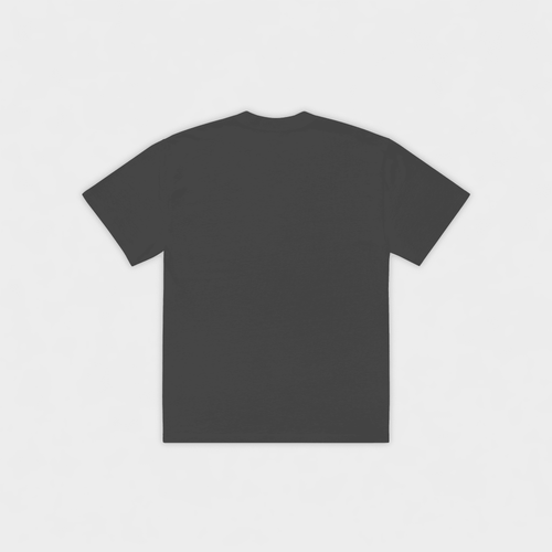 Black t-shirt on a light gray background