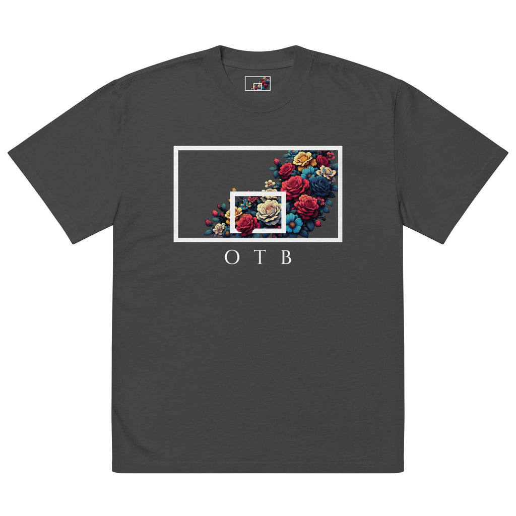 OTB Oversized Tee in Floral Burst design - front view showcasing oversized t-shirt with vibrant floral burst graphics and colorful flower artwork, featuring relaxed fit and premium cotton fabric for ultimate comfort