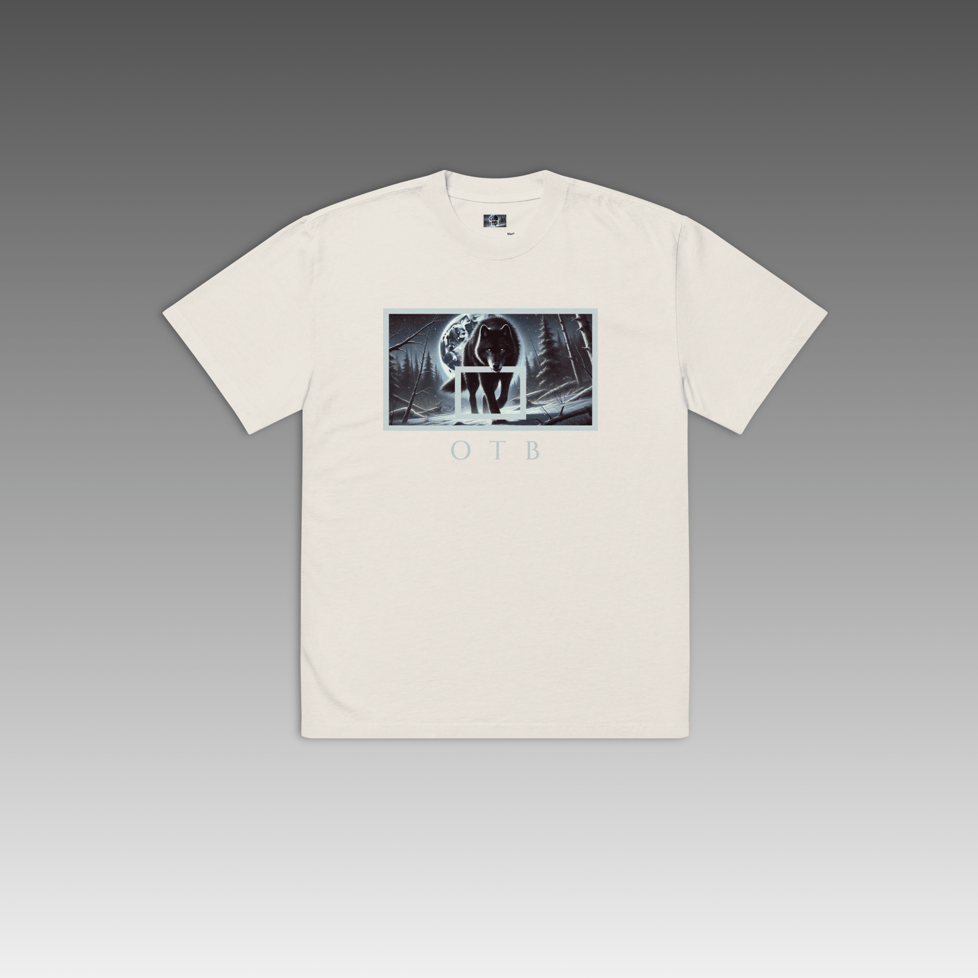 OTB Oversized Tee in Wolf Instinct design - front view showcasing oversized t-shirt with powerful wolf graphics and instinct-inspired artwork, featuring relaxed fit and premium cotton fabric for ultimate comfort