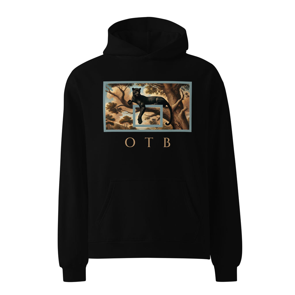 OTB Premium Hoodie in Wild Elegance design - front view showcasing hoodie with sophisticated wild animal-inspired graphics and elegant design elements, featuring premium heavyweight fabric and comfortable kangaroo pocket
