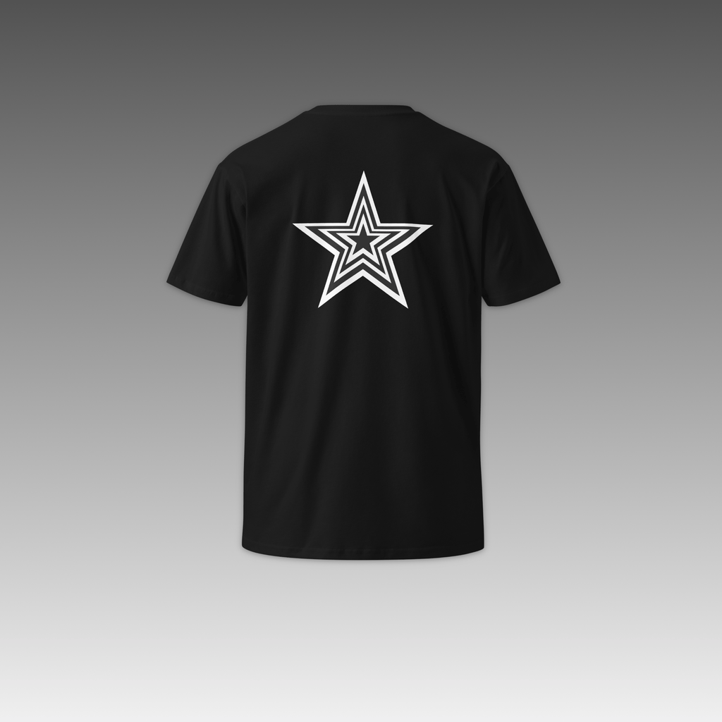 OTB Premium Tee in All-Star design - close-up view highlighting the texture and quality of the premium cotton fabric with basketball-inspired star graphics and reinforced stitching