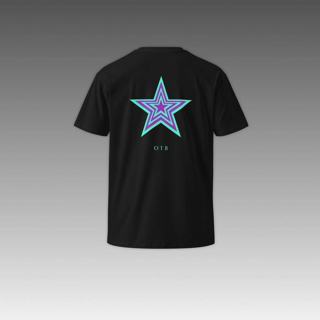 OTB Premium Tee in Turquoise - back view displaying the clean design and quality construction of this premium cotton t-shirt in eye-catching turquoise color