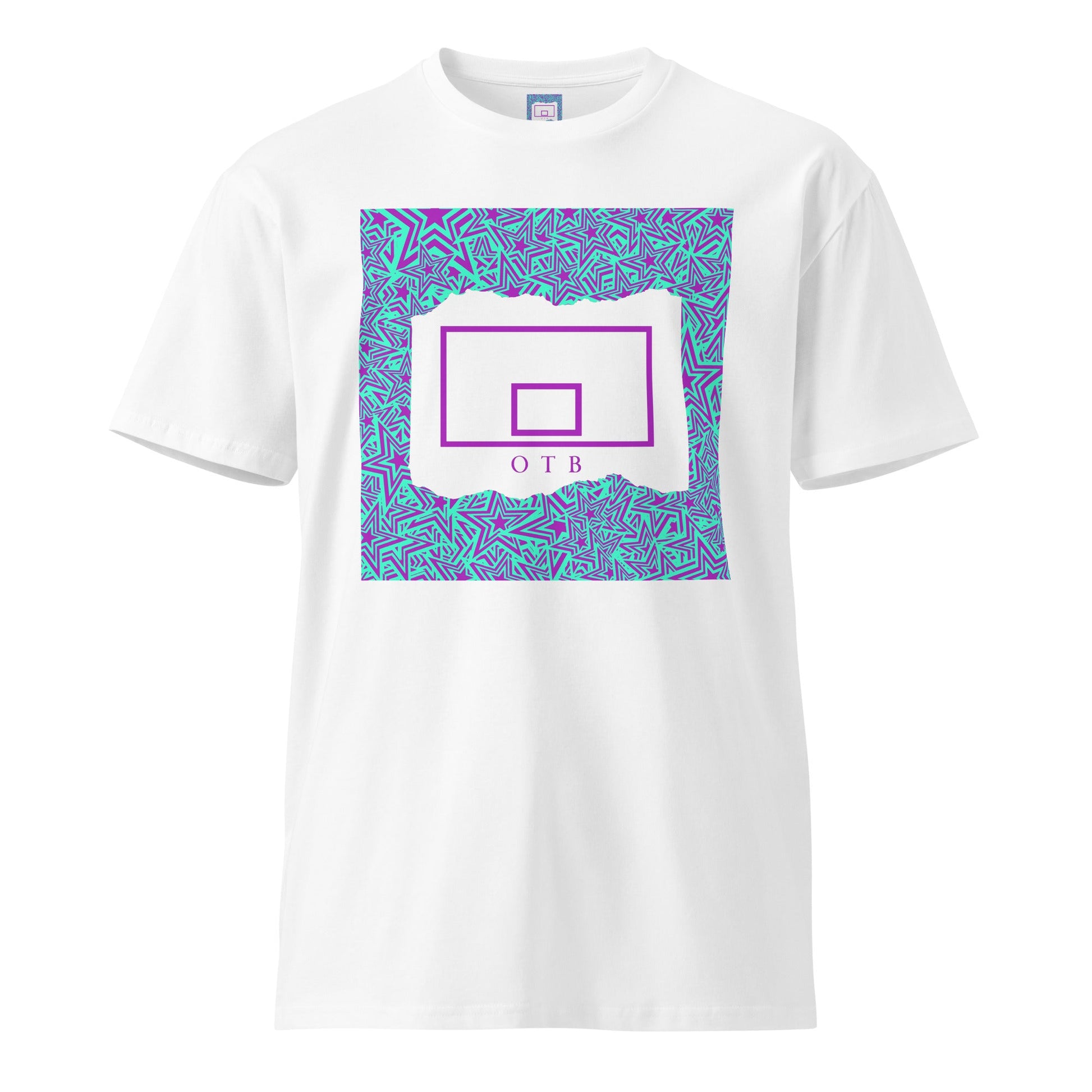 OTB Premium Tee in Turquoise - close-up view highlighting the texture and quality of the premium cotton fabric with vibrant turquoise color and reinforced stitching